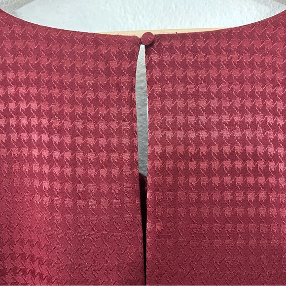 Calvin Klein Houndstooth Boho Lagenlook Bell Dress Flounce Swingy Roomy Wine 12 - Picture 5 of 13